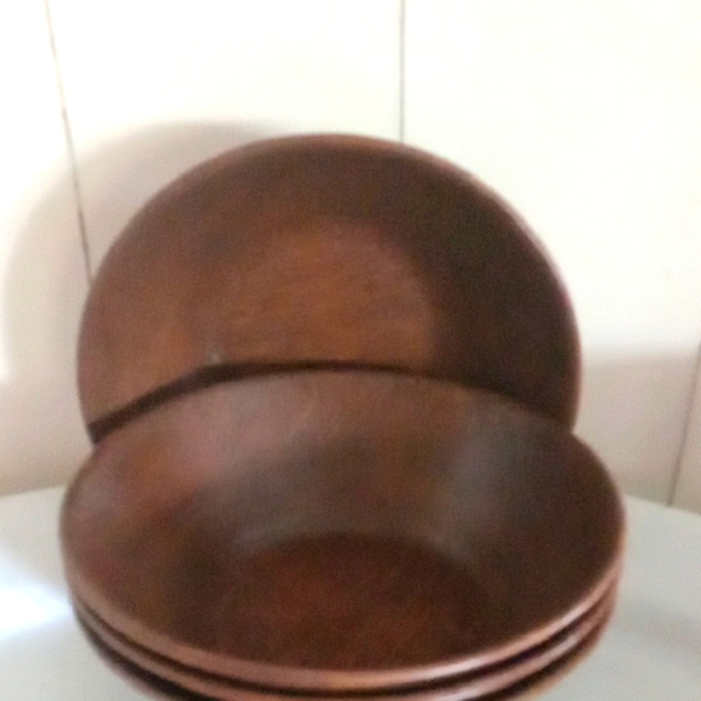vintage 70's elegant Brown faux Wooden Dining Bowls